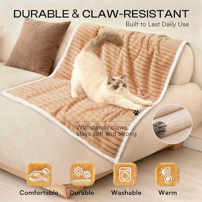 Luciphia Waterproof Dog Blanket for Small Puppy Ultra-Soft Calming Cut Pile Flannel Throw Durable & Warm Furniture Protection for Couch Car Pet Cat Blanket Machine Washable Warm Caramel,S(40''x28'')