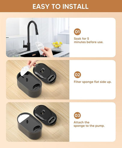 subteenmate Wireless Cat Water Fountain Filters Set, 10 Filters & 2 Pre-Filter Sponges for 3L/101oz Automatic Water Pet Fountain