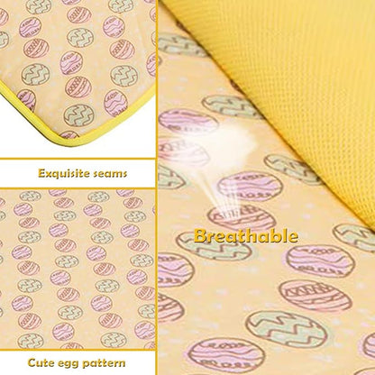 SEIS Dog Ice Pad Ice Silk Cats Kennel Mat Pet Cooling Pad Summer Cool Bamboo Mat Breathable Pad (Yellow, S