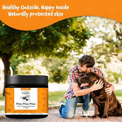 Healthy Dogma - Flee Flea Flee Natural Yeast & Garlic Powder Formula to Keep Fleas and Ticks Away from Dogs - All Natural with No Harmful Chemicals (6 Oz)