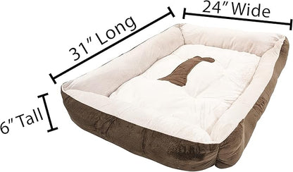 SciencePurchase Large 31" × 24" Luxury Pet Bed for Dogs or Cats - Super Soft, Machine Washable with Waterproof Non-Slip Underside, Low Wall for Easy Entering & Exiting, Folds for Travel & Storage