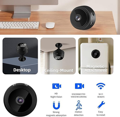 Hidden Camera Mini Spy Camera WiFi 1080P, Wireless Indoor Security Camera with Night Vision & Motion Detection, Nanny Cam for Home Baby Pet Monitor,TF Card Storage (Black)
