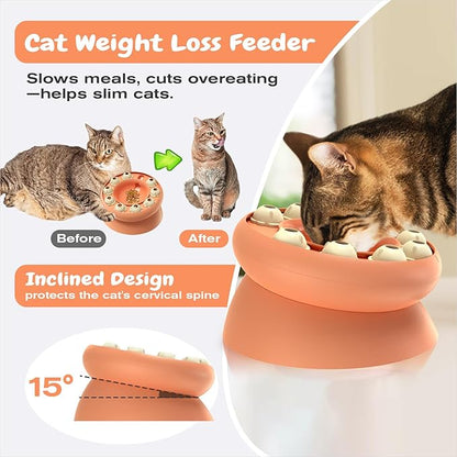 KADTC Cat Puzzle Feeder, Interactive Slow Bowl for Indoor Cats Enrichment Toy, Kitten Puzzle Toys