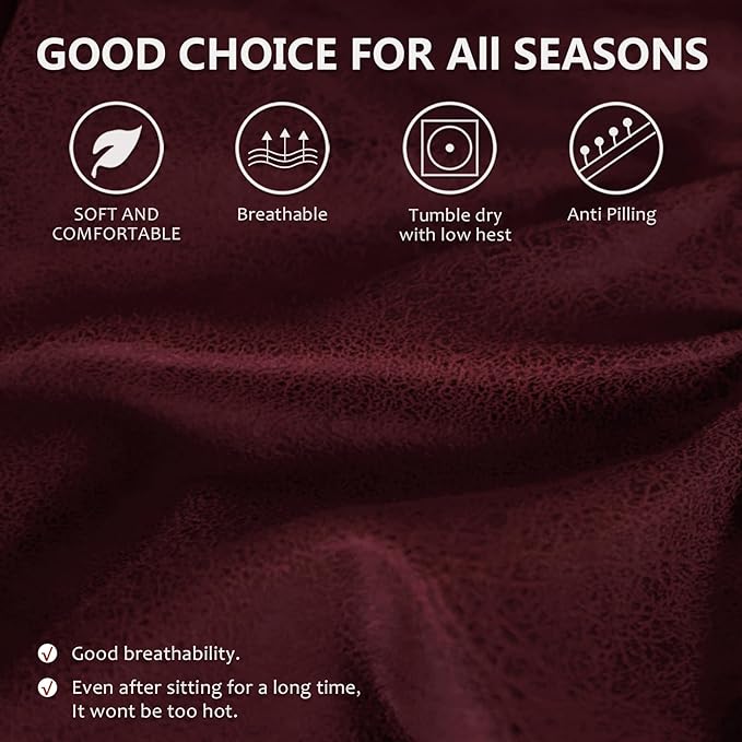 ANARACHON Leather Look Couch Cushion Covers Sofa Seat Slipcovers Sets Couches Furniture Protector for Sectional Armchair Loveseat Pets Kids Stretch Spandex Fabric (1 T-Cushion Armchair, Burgundy)