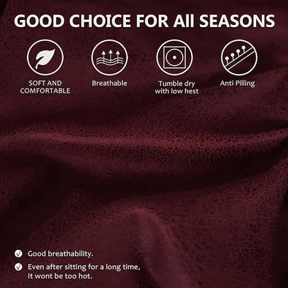 ANARACHON Leather Look Couch Cushion Covers Sofa Seat Slipcovers Sets Couches Furniture Protector for Sectional Armchair Loveseat Pets Kids Stretch Spandex Fabric (1 T-Cushion Armchair, Burgundy)