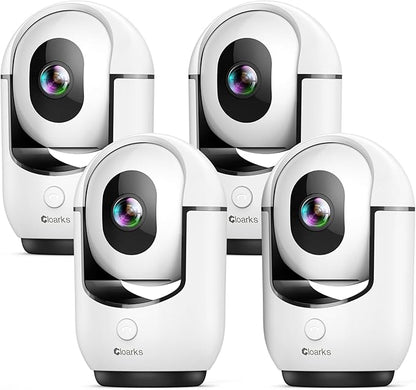 Cloarks 2K Pan/Tilt Security Camera, WiFi Indoor Cameras for Home Security with AI Motion Detection, Pet/Dog/Baby Camera with Phone App, 2-Way Audio, 24/7, Siren, TF/Cloud Storage, 4 Pack