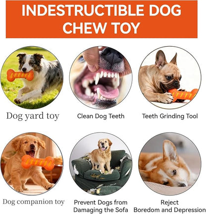 Dog Squeaky Toys for Aggressive Chewers,Dog Toys，Tough Durable Dogs Toys with Natural Rubber，Chewers for Small, Medium and Large Breeds Bone Toy