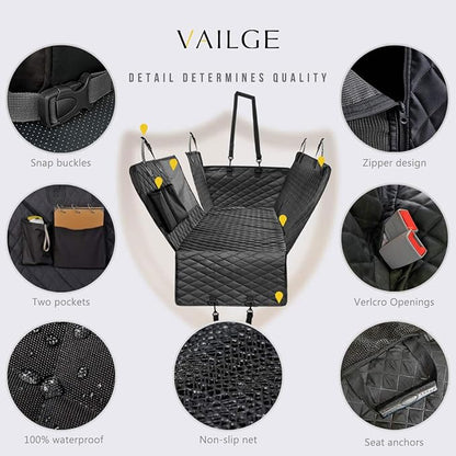 Vailge Dog Car Seat Cover for Back Seat, 100% Waterproof Back Seat Pet Cover for Dogs with Mesh Window, Scratch Prevent Antinslip Dog Hammock for Car