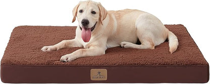 Bedfolks Orthopedic Dog Bed for Extra Large Dogs - Egg Foam Dog Crate Bed with Removable Waterproof Cover, Pet Bed Mat Suitable for Dogs and Pets Up to 100 lbs (44 x 32 x 3.5 inches, Brown)