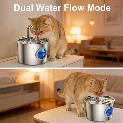 Cat Water Fountain Advanced 304 Stainless Steel 2.2L/74oz with Detachable Tank, Easy to Clean, Automatic Pet Fountain Quiet Cats Water Dispenser, Perfect for Indoor Cats Dogs