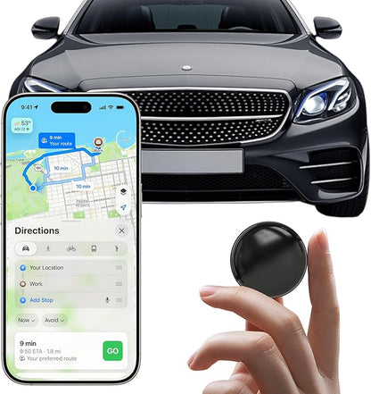GPS Tracker for Vehicles.Mini Hidden Magnetic GPS Tracker for Vehicles - Full Global Coverage, No Subscription or SIM Card Required - Perfect for Cars, Assets, Pets, Kids, and Seniors!(Black Circle)