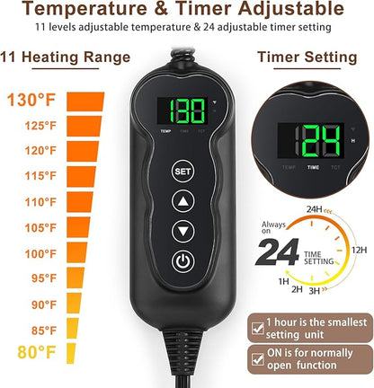 MIXJOY Heated Cat Bed, 11 Adjustable Temperature Cat Heating Pad Indoor with Timer, Pet Heating Pads for Cats Dogs, Electric Dog Heating Pad with Washable Cover, Heated Pet bed-18''x16'', Small