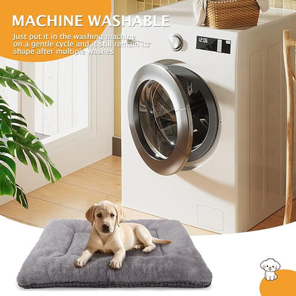 Reversible Dog Bed Mat with Plush and Corn Velvet,Soft Warm Pet Cushion, Dual Purpose Washable Sleeping Mattress Bed for Small Medium Large Dog and Cat XB004 (36"x23", Light Grey)