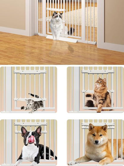 71" Extra Tall Cat Gate 29.5-40.6 Wide Pet gate with Small Cat Door,Pet Gate NO Drilling Pressure Mount Kit for Cats and Dogs Indoor Doorways liveing Room Bedroom