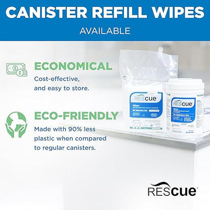 REScue One-Step Disinfectant Cleaner & Deodorizer Wipes for Vet Use – Cleaner for Kennels, Litter Boxes, Vet Offices, Pet Grooming Surfaces – Wipes Canister, 160-Count (12 Pack)