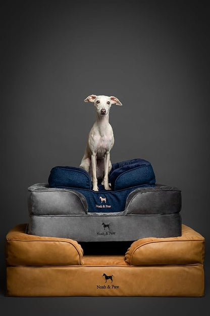 NOAH & PAW Giant Dog Bed XXL, 55x45x11 Inch, Orthopedic Dog Beds, Eggshell Memory Foam Infused with Cooling Gel, Inner Cover, Waterproof, Machine Washable (Velvet Sofa Collection)