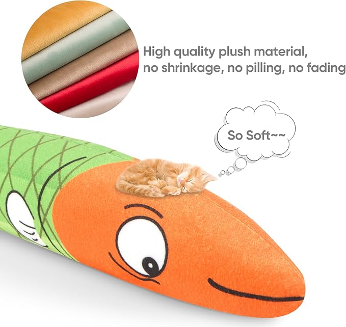 3PCS Catnip Toy, Bite Resistant Cat Toys Fish with Bell Inside, Interactive Kitten Exercise Kicker Toys for Indoor Cats