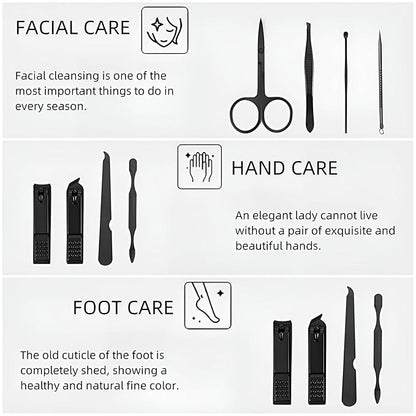 Nail Clipper & Grooming Set,10-Piece Manicure Set, Nail Care Kit with Travel Case, Ideal Christmas Gift or Stocking Filler Stuffers for Men & Women
