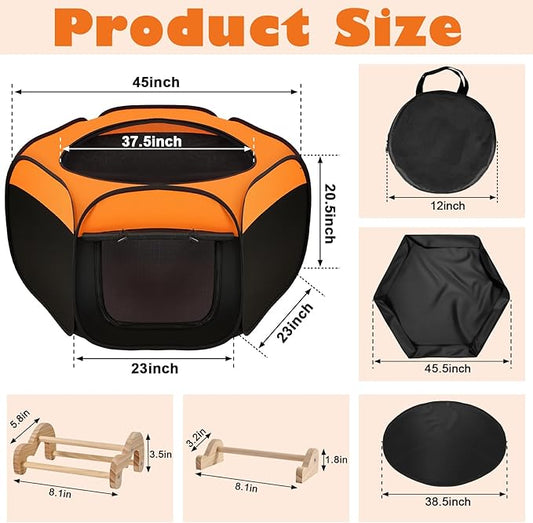 Brooder Box for Chicks, Pop-Up Chicken Brooder Playpen with Dual Doors, Mesh Top Cover & Waterproof Mat, Portable Chick Enclosure for Baby Chicks, Ducks & Quail, Holds Up to 15 Chicks