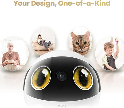 Enabot EBO Air 2S FamilyBot Home Robot Camera: 2.5K Indoor Pet Cam, Movable Robot Camera, 2-Way Video, Auto-Recharge, Long Battery Life, Custom Facial Image, Night Vision