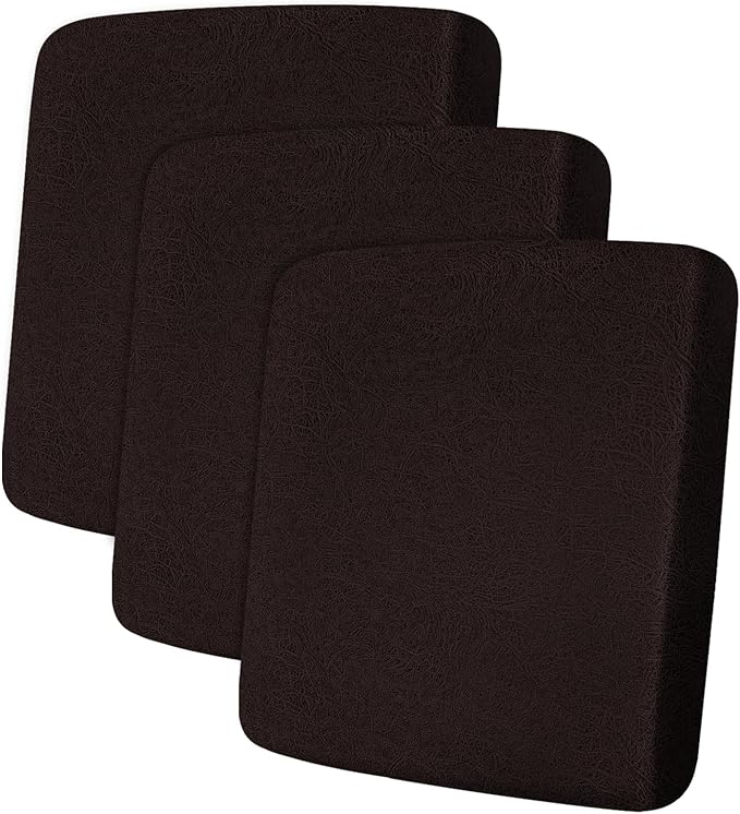 ANARACHON Leather Look Couch Cushion Covers Sofa Seat Slipcovers Sets Couches Furniture Protector for Sectional Armchair Loveseat Pets Kids Stretch Spandex Fabric (3 Cushion Sofa, Chocolate)