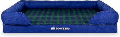 The Dog’s Bed Orthopedic Memory Foam Dog Bed with Bolsters for XXL Dogs, Waterproof Washable Cover, Anti-Slip Base, Calming Surface – CertiPUR-Certified Foam, Oxford Fabric, Black Watch Tartan, XXL