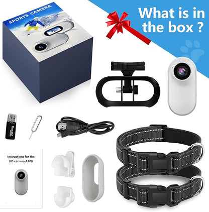 ehomful HD 1080P Cat Camera Collar with Video Record, Mini Small Sports Video Cameras, Body Cam Outdoor/Inoor No WiFi, Unique Pet Supplies Gift for pet Owners, Dog Moms, cat dads, Ideal Gift