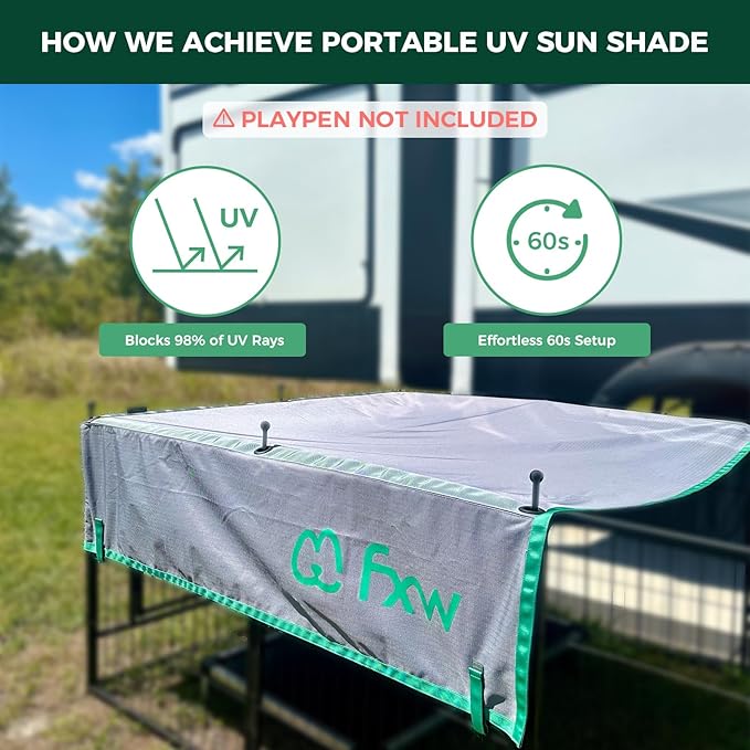 FXW Sun Shade Specialized for FXW Dog Playpen (Not Suitable for Other Brands), Fits for 24" H Rollick/Instant Dog Playpen│Patent Pending (Playpen not Included)