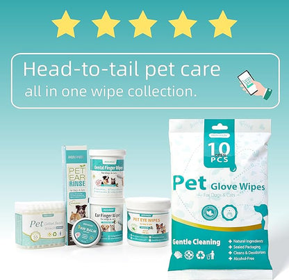 MEDUWEDU Ear Cleaner Finger Wipes 60 Counts, Dog Ear Cleaner,Soft & Easy Otic Cleaning Pads, Remove Wax, Dirt & Stop Smelly, Itchy, Non-Irritating, Grapefruit Scent