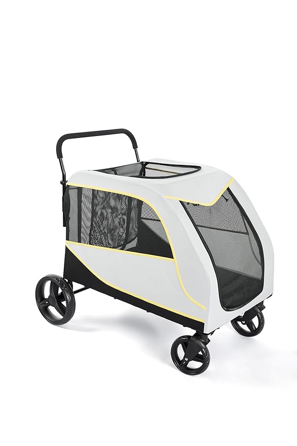 Dog Stroller for Large & Medium Dogs, 176 Lbs Capacity Extra Large Pet Stroller, Dog Wagon for 2 Dogs, Foldable Design, with All-Terrain Wheels, Luxury Dog Stroller with Air Mesh, Foot Brake & Storage
