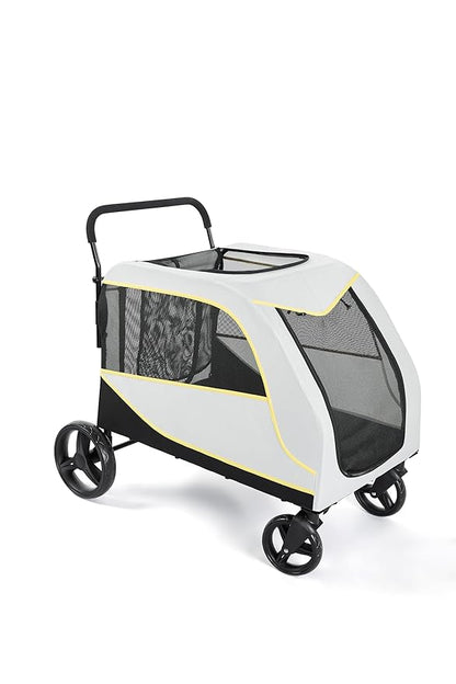 Dog Stroller for Large & Medium Dogs, 176 Lbs Capacity Extra Large Pet Stroller, Dog Wagon for 2 Dogs, Foldable Design, with All-Terrain Wheels, Luxury Dog Stroller with Air Mesh, Foot Brake & Storage
