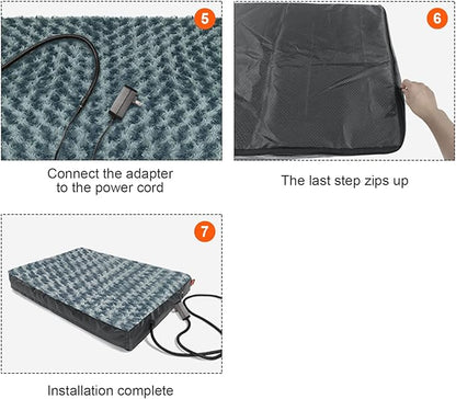 Upgraded Heated Dog Bed with Enlarged Heating Area, 12V Safe Voltage Arthritis Orthopedic Dog Bed with Memory Foam, Heated Pet Bed with Waterproof Cover for Medium, Large, XL Dogs (Large)…