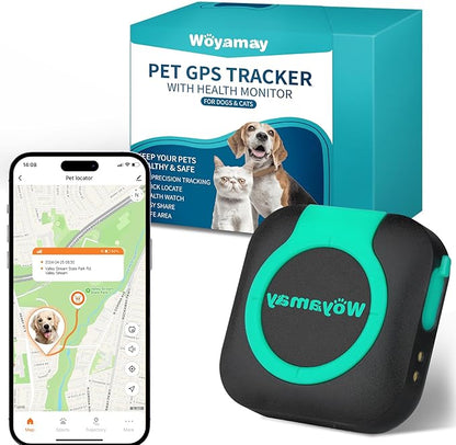 GPS Tracker for Dogs and Cats, Mini Cat & Dog GPS Tracker with Health Monitor and GPS Dog Fence, Waterproof GPS Pet Tracker, Works with Any Collar (Android and iOS Universal)