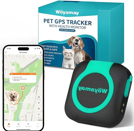 GPS Tracker for Dogs and Cats, Mini Cat & Dog GPS Tracker with Health Monitor and GPS Dog Fence, Waterproof GPS Pet Tracker, Works with Any Collar (Android and iOS Universal)