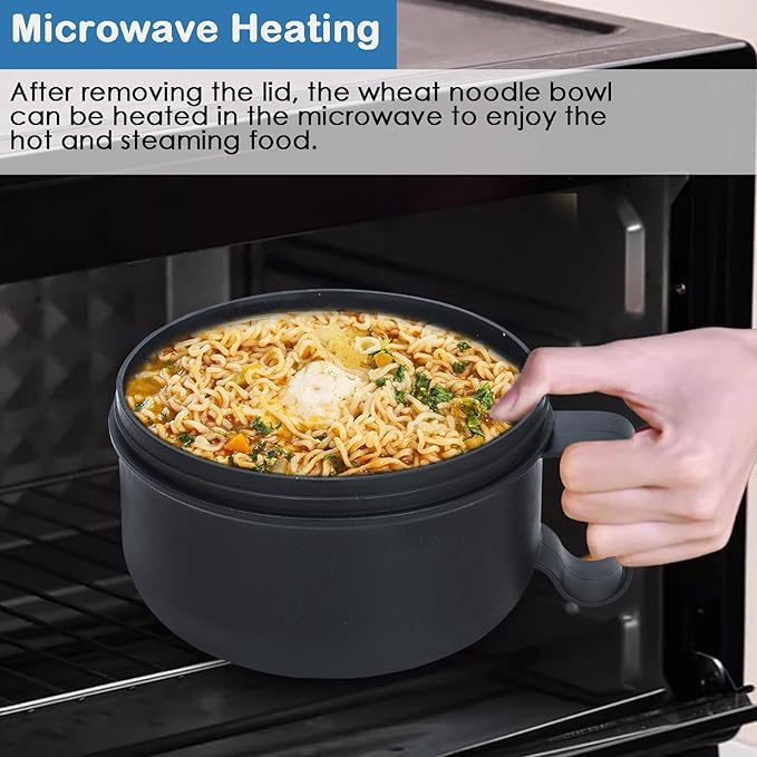 Ramen Bowl,Ramen Cooker,Microwave Ramen Bowl,Microwave Safe Soup Bowl,Portable Ramen Cooker, Instant Ramen Noodle Bowls For Home Office Dorm Apartment motor home etc