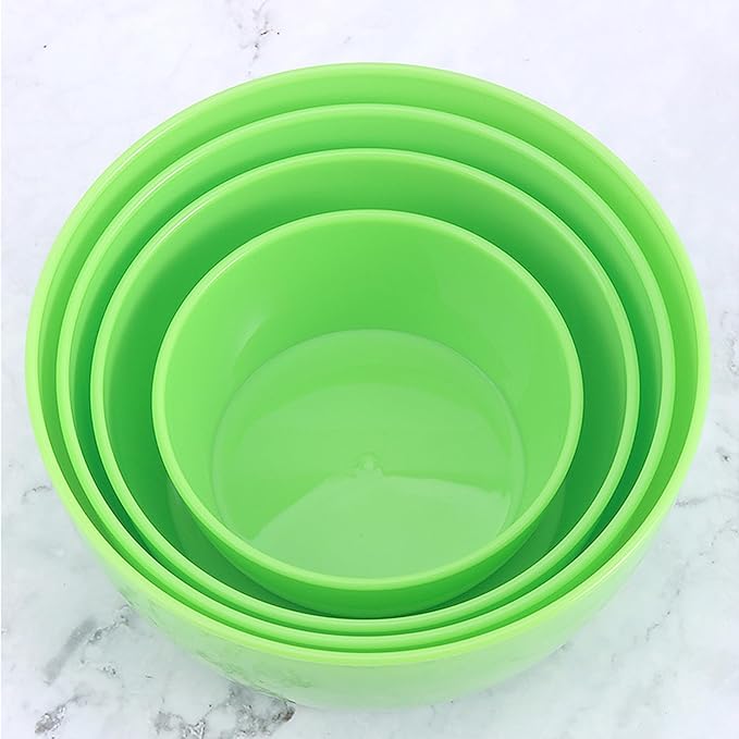 Set of 4 Plastic Prep Bowls with Lids，Microwave and Dishwasher Safe,Ideal for Baking, Prepping, Cooking and Serving Food (Green)