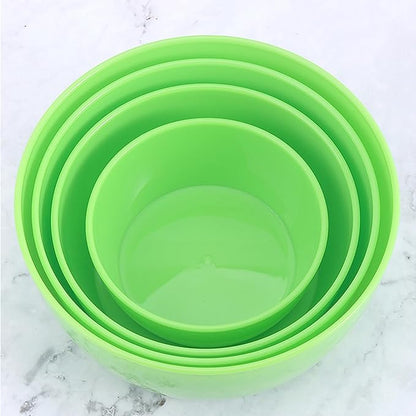 Set of 4 Plastic Prep Bowls with Lids，Microwave and Dishwasher Safe,Ideal for Baking, Prepping, Cooking and Serving Food (Green)