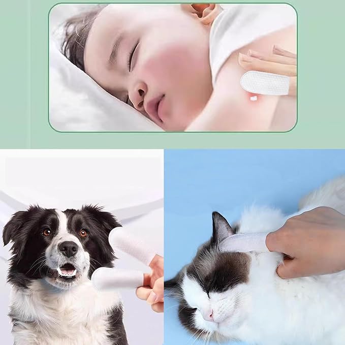 300 PCS Cotton Finger Cots, Finger Covers Protection for Finger Tips, Breathable, Sweat Resistant, and Wear-Resistant, and Injured Fingers,Ear Cleaning Finger Wipes for Dogs and Catss