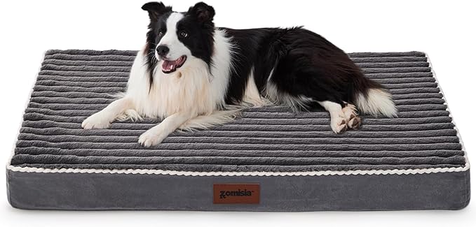 ZOMISIA XL Dog Crate Bed for Extra Large Dogs - Waterproof Puppy Bed for 42 Inch Kennel with Removable Washable Corduroy Cover, Orthopedic Support with Egg Crate Foam Filling, Grey