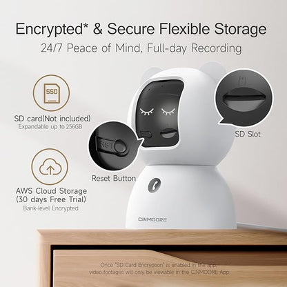 2.5K Security Camera Indoor, Non-Subscription AI Person/Pet/Cry Detection, 4MP Pet/Dog/Cat Camera w/Phone App, Pan Tilt 2.4GHz WiFi Cameras for Home Security, Full Duplex 2-Way Audio, IR Night Vision