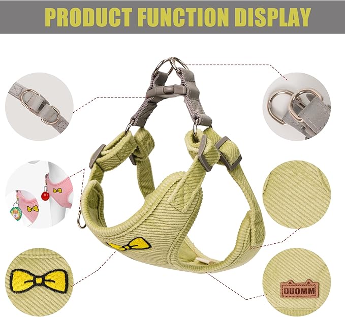 No Pull Dog Harness with Leash Pet Soft Vest Harness and Leash Set Dog Cat No Choke Escape Proof Harness Reflective Step in Harness for Small Medium Dogs Cats(Pastel Green, Large)