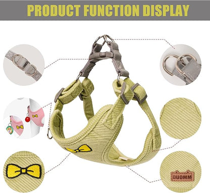 No Pull Dog Harness with Leash Pet Soft Vest Harness and Leash Set Dog Cat No Choke Escape Proof Harness Reflective Step in Harness for Small Medium Dogs Cats(Pastel Green, Large)