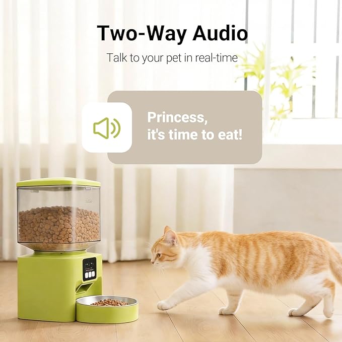 Plike Automatic Cat Feeder with Camera, WiFi Smart Pet Feeder with App Control (2.4G & 5G), 4L Capacity, 2-Way Audio & Night Vision, Anti-Clog Food Dispenser for Cats and Dogs