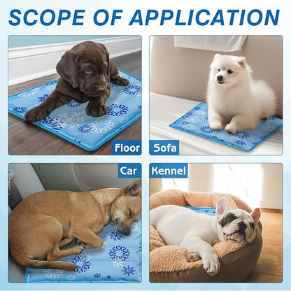 Dog Cooling Mat Water Injection Pet Cool Pads Dogs & Cats Pet Cooling Blanket for Outdoor Car Seats Beds (Azure, 24 * 18IN)