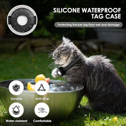 Cat Tracker, GPS Tracker Compatible with Apple Find My App(Only iOS), Waterproof Cat Tracker Collar with Bell and Safety Elastic Buckle, No Monthly Fee, Real-Time Location (Black)