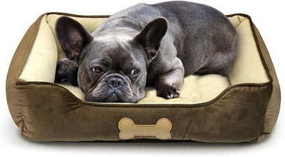– Premium Dog or Cat Bed | Large Dog Bed Measures 30 x 23 x 7, Perfect for Pets up to 55 lbs. | 100% Polyester Pet Bed with Anti-Skid Bottom | Dark Brown