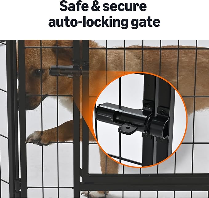 Amazon Basics Dog Playpen, 16 Panels Metal Fence with Door, Foldable for Indoor and Outdoor Use, Suitable for Small to Medium Sized Dogs, 42 Inch Height, Black