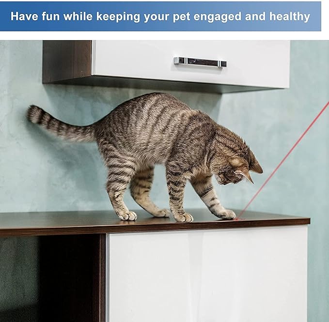 Cat Toys Laser Pointer Rechargeable Cat Laser Toy Interactive Cat Toys for Indoor Cats Kittenes Dogs LED Flashlight 7 Adjustable Patterns Red Light Remotes Teaching Tool USB