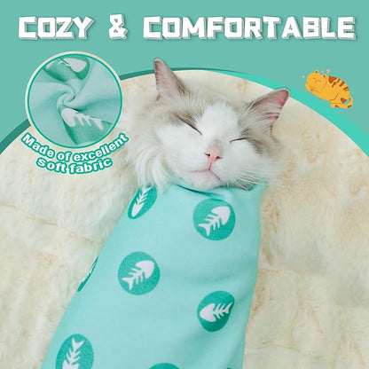 Supet Cat Wrap for Cutting Nails, 2025 Self-Adherent Cat Grooming Wrap, Anti-Escape Calming Swaddle for Medicine, Nail Clipping, Teeth Brushing, Ear Cleaning
