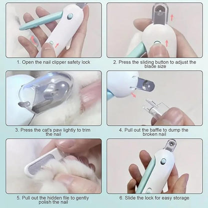 Adjustable Cat Nail Clipper to Avoid Excessive Cutting, Cat Nail Trimmer with Nail File, Pet Nail Clippers for Kitten Bunny Guinea Pig Rabbit Ferret (Blue)